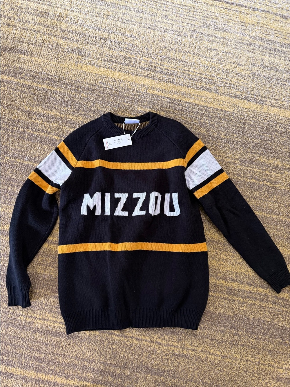 NWT Heavy Mizzou varsity stripe black collegiate sweater Charlie Hustle M/L